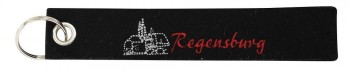 Filz-Schlüsselanhänger mit Stick Regensburg Gr. ca. 17x3cm 14221 schwarz