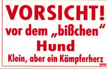 Türschild - Spaßschild - VORSICHT! bisschen Hund - 8,5x 5,5cm - 307997 - Wachhund