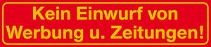 PVC Aufkleber für Briefkasten - KEINE WERBUNG - 302077 - Gr. ca. 90 x 20 mm