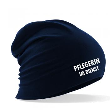 Longbeanie Slouch-Beanie Sommerbeanie mit Textildruck - PFLEGERIN IM DIENST - SB55006