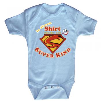 Babystrampler mit Print – Superkind - 08307 hellblau – Gr. 18-24 Monate