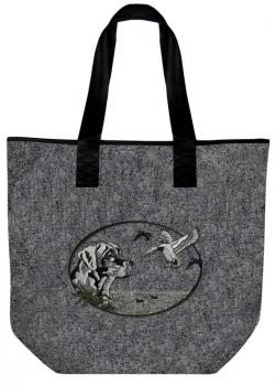 Filztasche mit Einstickung -Jagdhund mit Ente - 26047 Shoppertasche Gr. ca. 46,5cm x 39,5cm