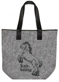 Filztasche mit Stickmotiv - PFERD KALTBLUT - kaltblütig - 26091 - Bag Shopper Umhängetasche Tasche