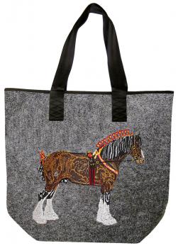 Filztasche mit großflächiger Einstickung Pferd Kaltblut - 26107 - Umhängetasche Shopper