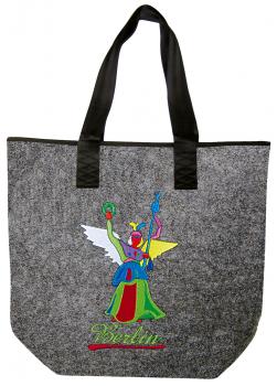 Filztasche mit Einstickung - Berlin Statue - 26223 Shoppertasche Gr. ca. 46,5cm x 39,5cm