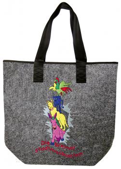 Filztasche mit Einstickung - Bremer Stadtmusikanten Motiv 3 - 26226 Shoppertasche Gr. ca. 46,5cm x 39,5cm
