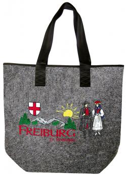Filztasche mit Einstickung - Freiburg Landschaft - 26231 Shoppertasche Gr. ca. 46,5cm x 39,5cm