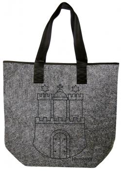 Filztasche mit Einstickung - Hamburg Wappen Emblem - 26234 Shoppertasche Gr. ca. 46,5cm x 39,5cm