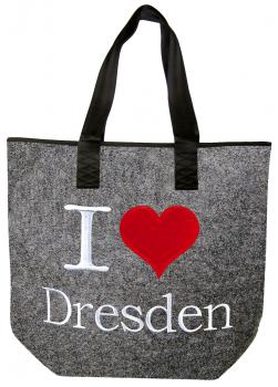 Filztasche mit Einstickung - I Love Dresden - 26238 Shoppertasche Gr. ca. 46,5cm x 39,5cm