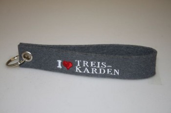 Filz-Schlüsselanhänger mit Stick I love Treis Karden Gr. ca. 17x3cm 14329 grau