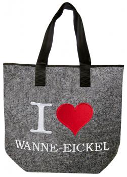 Filztasche mit Einstickung - I Love Wanne-Eickel - 26240 Shoppertasche Gr. ca. 46,5cm x 39,5cm