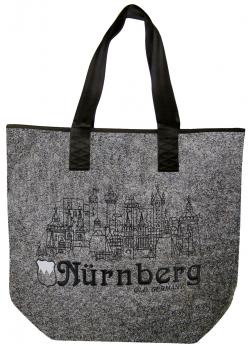 Filztasche mit Einstickung - Nürnberg Stadt Skyline Old Germany - 26251 Shoppertasche Gr. ca. 46,5cm x 39,5cm
