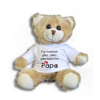 Teddybär mit Shirt  - Für meinen aller, aller, allerliebsten Papa - Größe ca 26cm - 27168 hellbraun