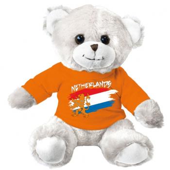 Teddybär weiß mit Shirt - Länderflagge Niederlande - 27194 Gr. ca. 26cm