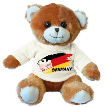 Teddybär hellbraun mit Shirt - Länderflagge Deutschland - 27199 Gr. ca. 26cm
