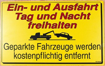 Hinweisschild - Ein- und Ausfahrt Tag und Nacht... gelb  - 308668 - 25cm x 40cm