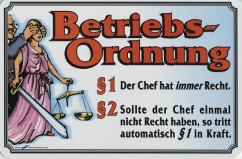 Spaß-Schild - Betriebsordnung ... Der Chef hat Recht ... - 308990 - 30 x 20 cm - Arbeit Chef