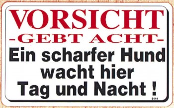 Warnschild - Vorsicht...scharfer Hund wacht hier... - 25cm x 15cm - 308444