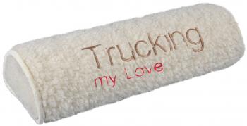 Nackenrolle mit Einstickung - Trucking my love - Gr. ca. 42 x 16,5 x 9,5 cm - 30060 beige