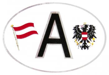 Aufkleber mit Silberrand - A = Austria Österreich Gr. ca. 10,2 x 6,6cm - 301167