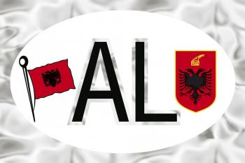 Alu-Qualitätsaufkleber oval - AL = Albanien Wappen Fahne – 301170/2 - Gr. ca. 102 x 66 mm