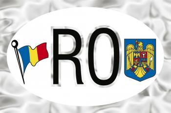 Alu-Qualitätsaufkleber oval - RO = Rumänien Wappen Fahne – 301170/5 - Gr. ca. 102 x 66 mm