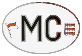 Alu-Qualitätsaufkleber oval - MC = Monaco Wappen Fahne – 301175 - Gr. ca. 102 x 66 mm