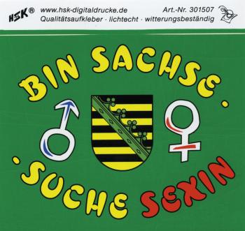 PVC-Aufkleber Emblem Bin Sachse - suche Sexin Gr. ca. 11,5 x 9cm 301507