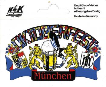 Auto-Aufkleber "Oktoberfest MÜNCHEN" Gr. ca. 10,5 x 6,5cm (301511) Wappen Landeszeichen Flagge