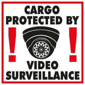 PVC Aufkleber Applikation - Cargo Proteted by Video Surveillance - 302048/1 Gr. ca. 27x27cm