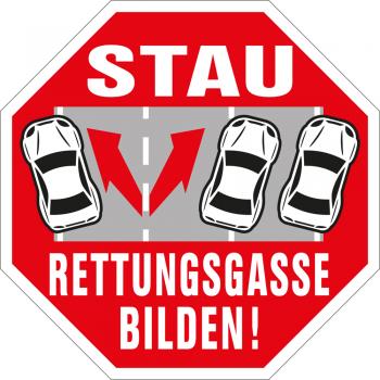PVC-Aufkleber - STAU ? Rettungsgasse bilden ! - 302066/3 - Gr. ca. 7cm x 7cm