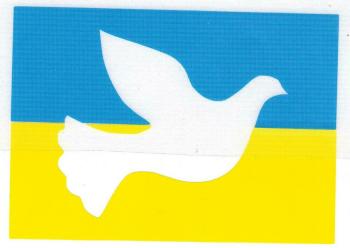 PVC Aufkleber 7 x 5 cm Sticker Solidarität Ukraine mit Friedenstaube 303227-1