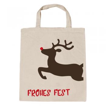 Baumwolltasche Weihnachten Rentier Frohes Fest 30752 naturfarben
