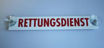 Schild mit 2 Saugnäpfen - Rettungsdienst - Gr. ca. 21cm x 4,3cm - 308039/5