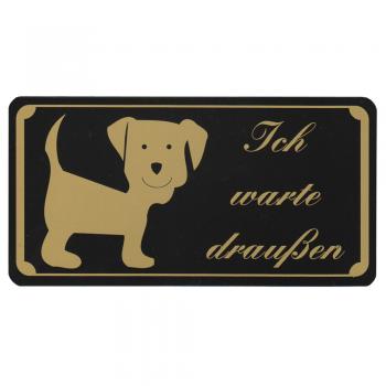 Hinweisschild - Ich warte draußen - 308069 schwarz - 15cm x 7cm - Kunststoffschild Schild
