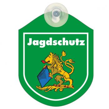 Einsatzschild Grün Windschutzscheibe incl. Saugnapf - JAGDSCHUTZ Bayern Wappen Löwe - 308194/4