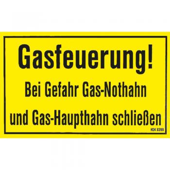Hinweisschild - Gasfeuerung - Gr. ca. 25 x 15 cm – 308399