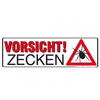 PST-Schild - VORSICHT ZECKEN - 308537 - Gr. ca. 15 x 5 cm