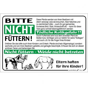 Hinweisschild - Pferde ... bitte nicht füttern - 308626-1 Gr. ca. 30 x 20 cm