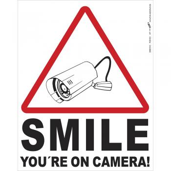 Hinweisschild - SMILE - you`re on camera - Gr. ca. 250 x 315 mm - 308819/3