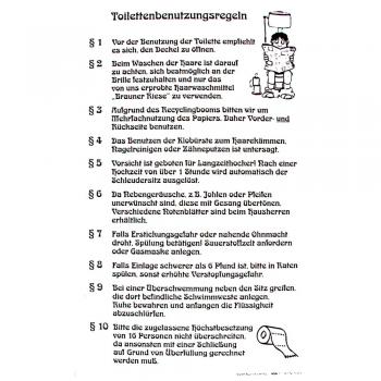 Spaßschild - Toilettenbenutzungsregeln - 308989 - Gr. ca. 20 x 30 cm