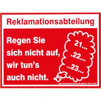 Spaßschild - Reklamationsabteilung - 309043 - Gr. ca. 20 x 15 cm