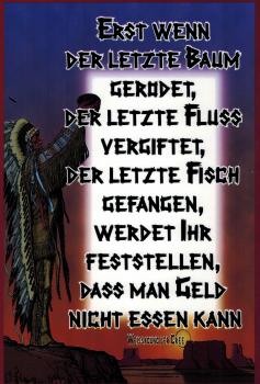 Schild mit Spruch - Erst wenn der letzte ... - Gr. 30 x 20 cm - 309070 - Indianer