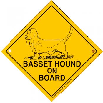 Schild mit Saugnäpfen - BASSET HOUND ON BOARD - 309114 - Gr. ca. 15 x 15 cm