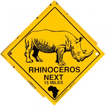 Schild mit Saugnäpfen - RHINOCEROS next 15 Miles - 309119 - Gr. ca. 15 x 15 cm