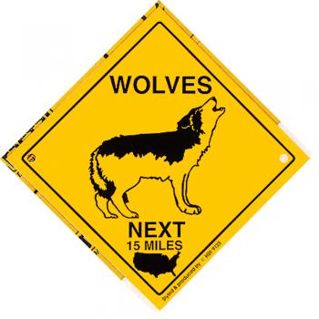 Schild mit Saugnäpfen - WOLVES next 15 miles - 309123 - Gr. ca. 15 x 15 cm