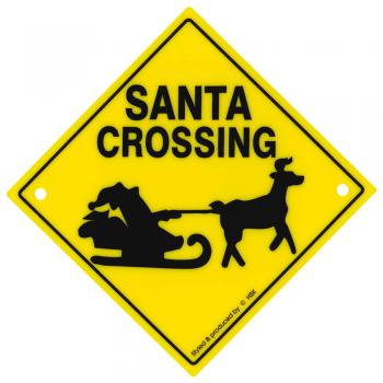 Adventure-Schild incl. 2 Saugnäpfe Hinweisschild Santa Crossing Rentier Schlitten 309130/1 Gr. ca. 15cm x 15cm