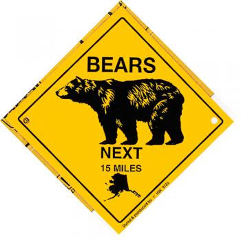 Schild mit Saugnäpfen - BEARS next 15 Miles - 309134 - Gr. ca. 15 x 15 cm