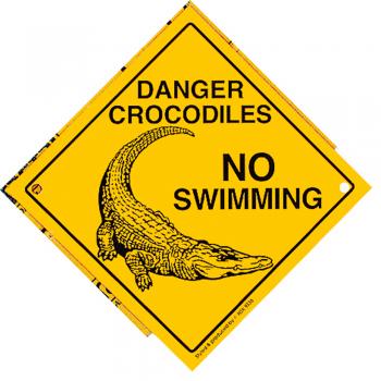 Schild mit Saugnäpfen - DANGER CROCODILES - 309136 - Gr. ca. 15 x 15 cm
