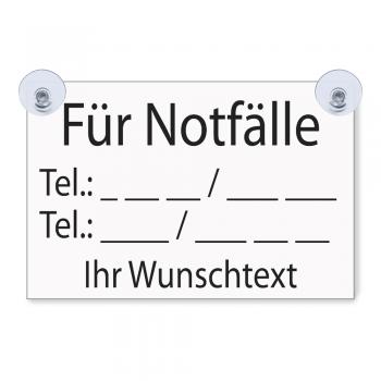 Schild mit Saugnäpfen - Für Notfälle... Wunschtext...- 309524 - 30 x 20 cm